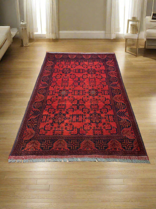 Terkaman Tribal Afghan Oriental Rug, size 4' 1" x 6' 6"