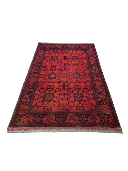Terkaman Tribal Afghan Oriental Rug, size 4' 1" x 6' 6"