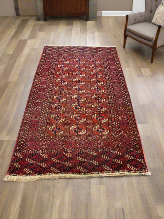 Terkaman Tribal Afghan Oriental Rug, size 3' 8" x 6' 8"