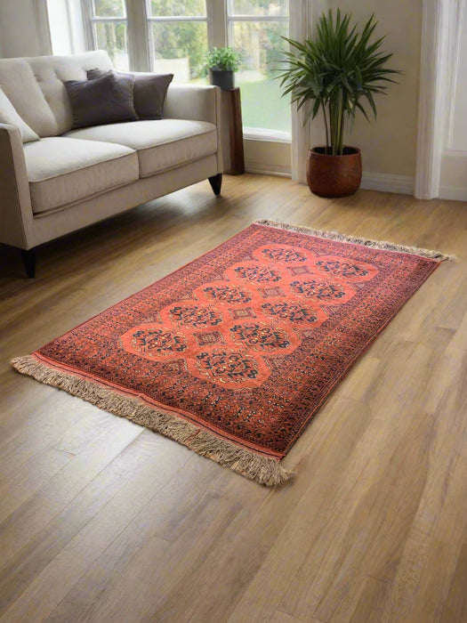 Terkaman Tribal Afghan Fielpa Oriental Rug, size  4" x 6"