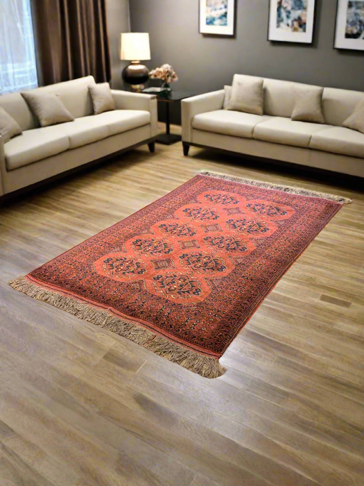 Terkaman Tribal Afghan Fielpa Oriental Rug, size  4" x 6"