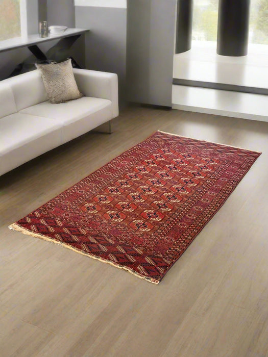 Terkaman Tribal Afghan Oriental Rug, size 3' 8" x 6' 8"