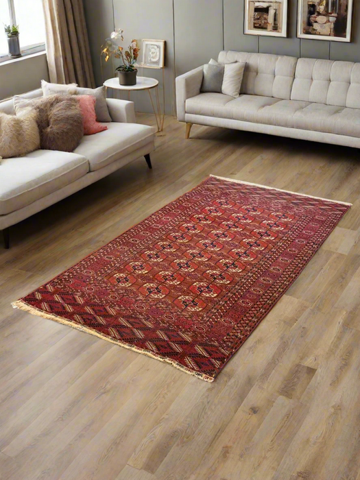 Terkaman Tribal Afghan Oriental Rug, size 3' 8" x 6' 8"