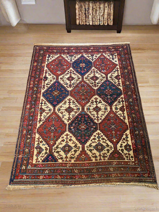 Timeless Beauty, Woven by Hand. Antique Persian Afshar Rug, size 4' 8" x 6" (F) Antique Persian Bakhtiar