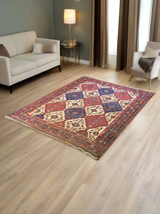 Timeless Beauty, Woven by Hand. Antique Persian Afshar Rug, size 4' 8" x 6" (F) Antique Persian Bakhtiar