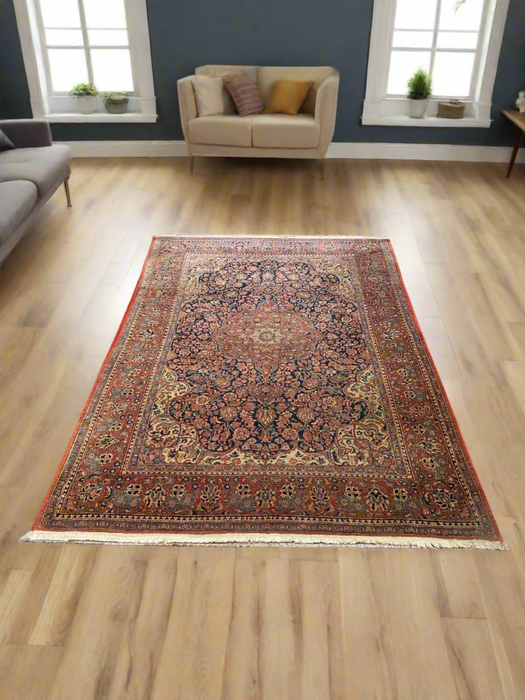 Timeless Beauty, Woven by Hand. Antique Persian Kashan Rug, size 4' 5" x 6' 6" (F)