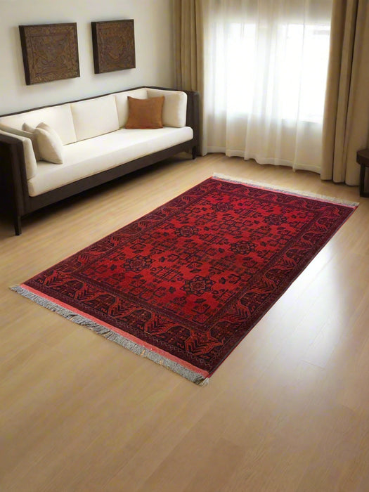 Terkaman Tribal Afghan Oriental Rug, size 4' x 6' 6"