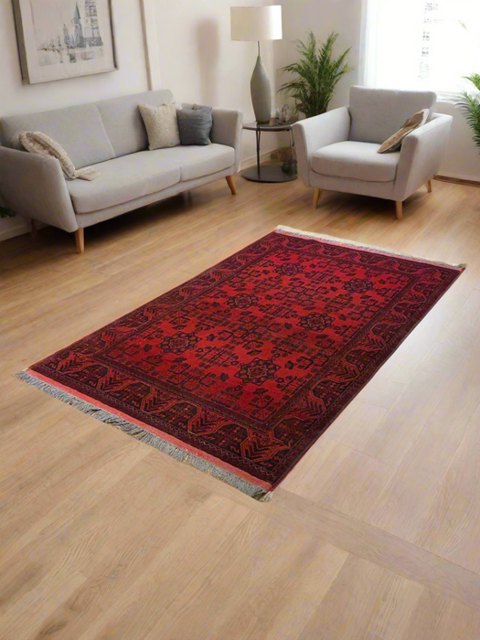 Terkaman Tribal Afghan Oriental Rug, size 4' x 6' 6"