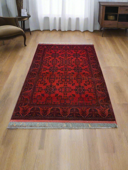 Terkaman Tribal Afghan Oriental Rug, size 4' x 6' 6"