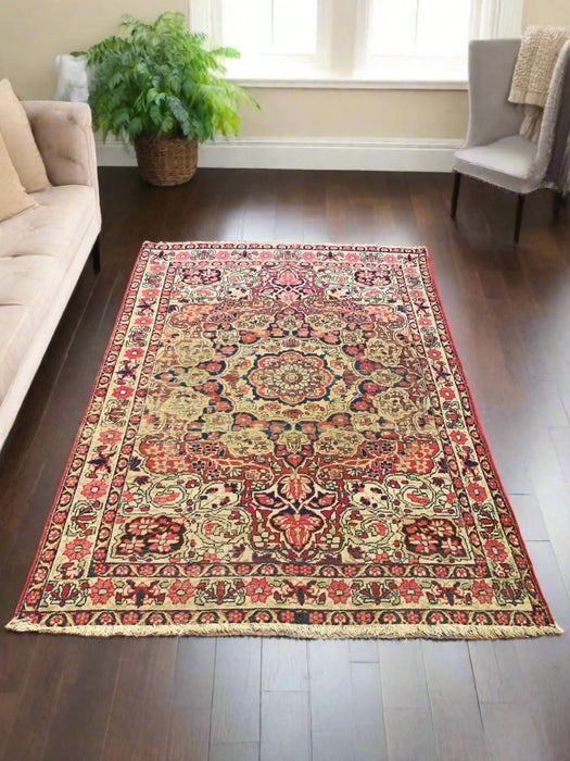 Timeless Beauty, Woven by Hand. Antique Persian Kirman Rug, size 4' 2" x 6" (F)