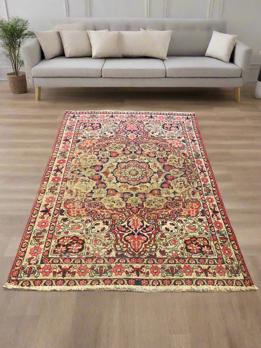 Timeless Beauty, Woven by Hand. Antique Persian Kirman Rug, size 4' 2" x 6" (F)