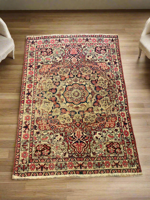 Timeless Beauty, Woven by Hand. Antique Persian Kirman Rug, size 4' 2" x 6" (F)