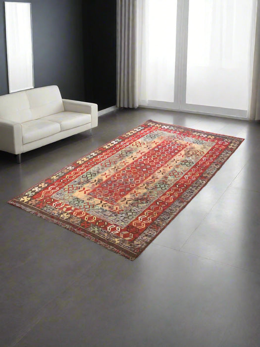 Afghan Kilim Handwoven flatweave Rug – size  3' 8" x 6' 5"