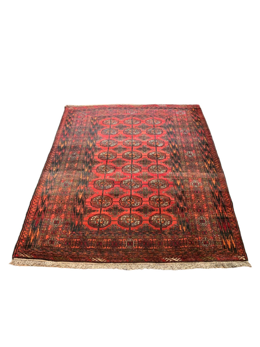 Terkaman Tribal Afghan Oriental Rug, size 4' 3" x 5' 4"