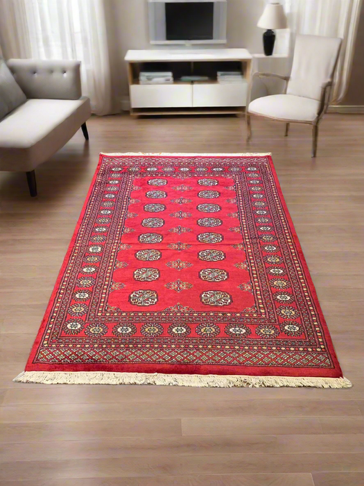 Hand-Knotted Pakistani Bokhara Rug – 100% Wool, size 4' 2" x 6"
