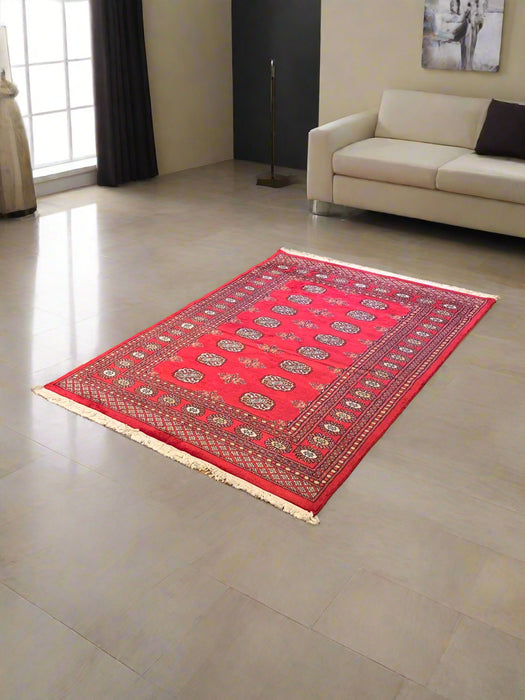 Hand-Knotted Pakistani Bokhara Rug – 100% Wool, size 4' 2" x 6"