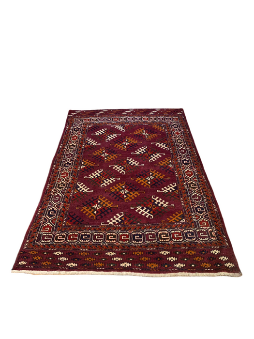 Terkaman Tribal Afghan Oriental Rug, size 4' 3" x 6' 7"