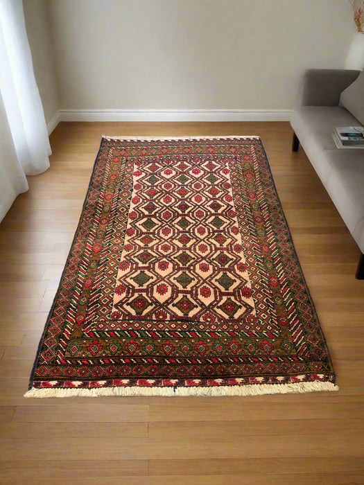 Terkaman Tribal Baluch Oriental Rug 3' 9" x 5' 10" (A)