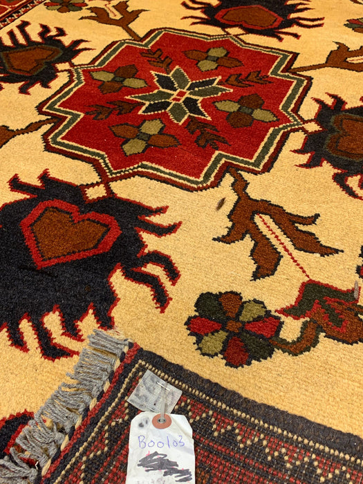 Terkaman Tribal Afghan Oriental Rug, size 4" x 6"