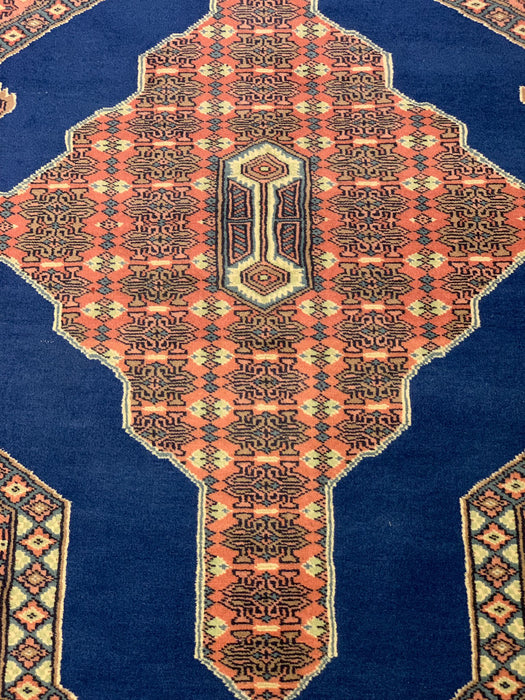 Hand-Knotted Pakistani Wool Rug, Tribal/Floral Design, size 4' 1" x 6' 1"
