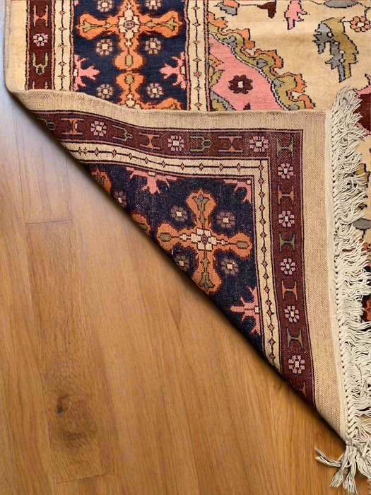 Hand-Knotted Pakistani Wool Rug, Tribal/Floral Design, size 4' 2" x 6"