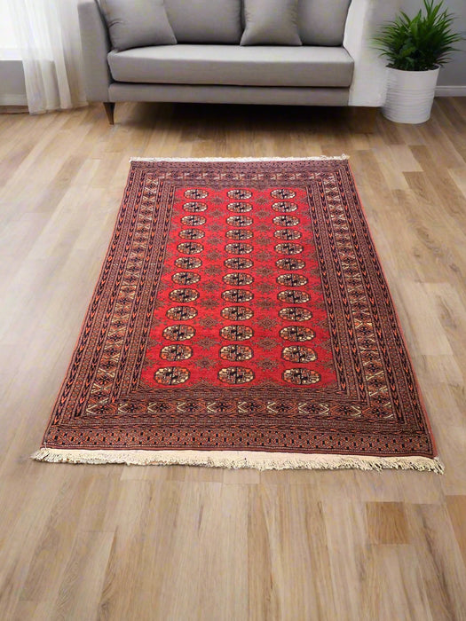 Hand-Knotted Pakistani Bokhara Rug – 100% Wool, size 4' 2" x 6"