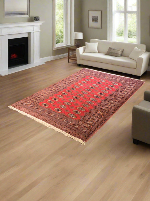 Hand-Knotted Pakistani Bokhara Rug – 100% Wool, size 4' 2" x 6"
