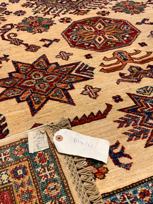 Hand-Knotted Vegetable Dye Kazak Rug from Pakistan, size 4' 11" x 7' 3"