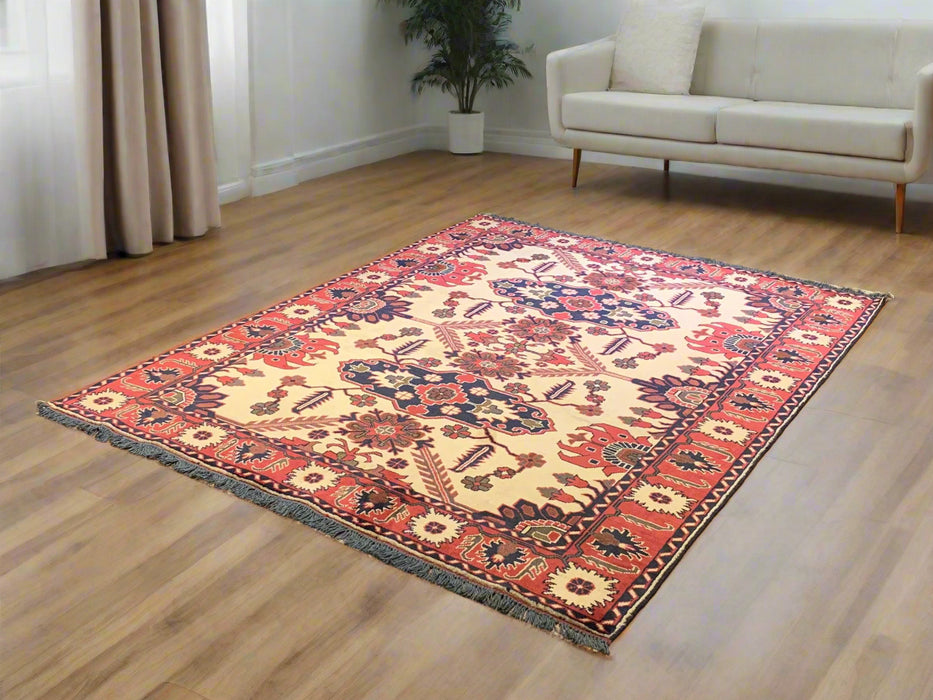 Terkaman Tribal Afghan Oriental Rug - size 5' 4" x 6' 7" (Q)