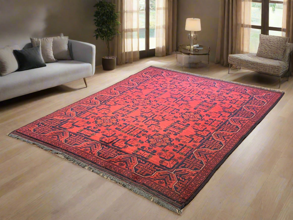 Terkaman Tribal Afghan Oriental Rug, size 6" x 5"