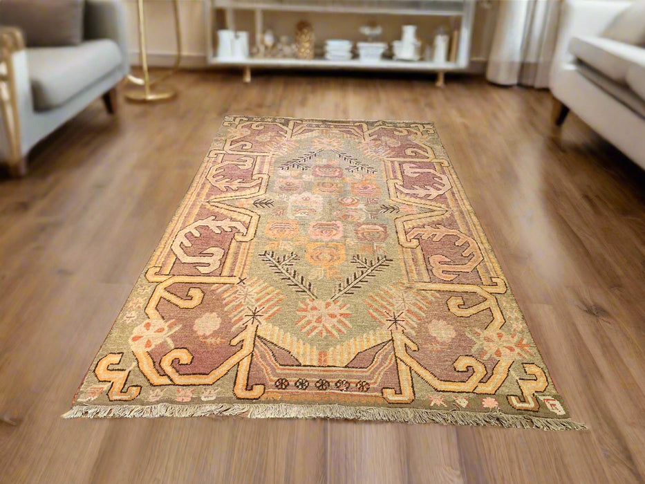 Antique Khotan Samarkand Rug, circa 1910's, size 5' 1" x 8' 4"