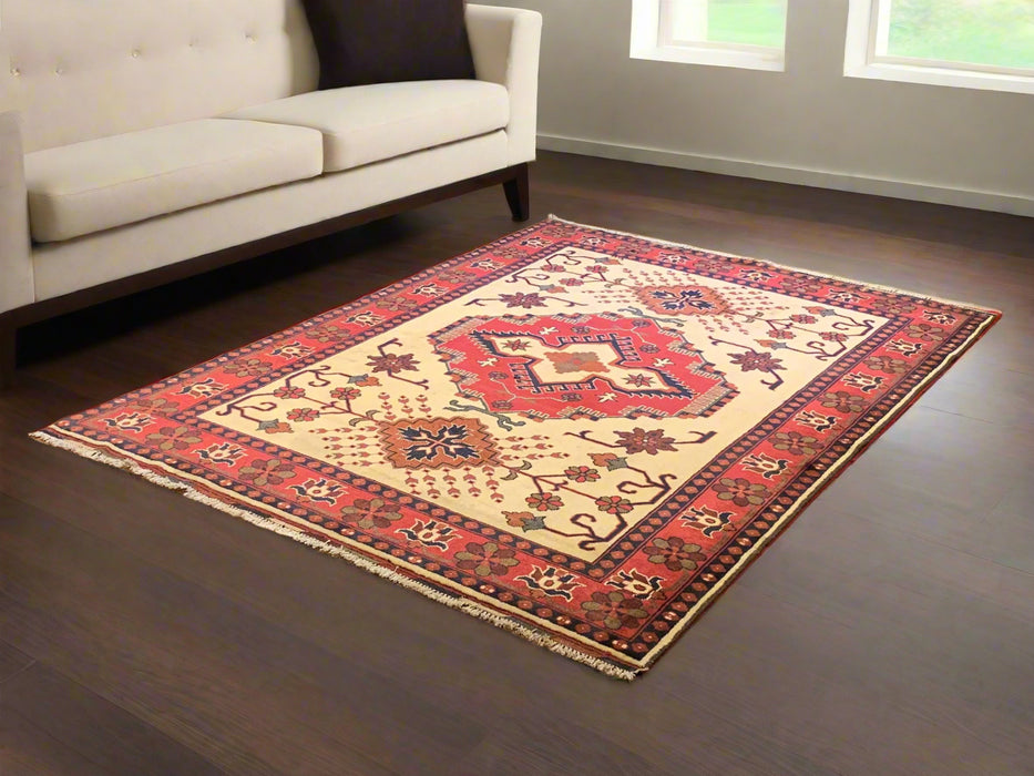 Terkaman Tribal Afghan Oriental Rug, size 5' 2" x 6' 9"