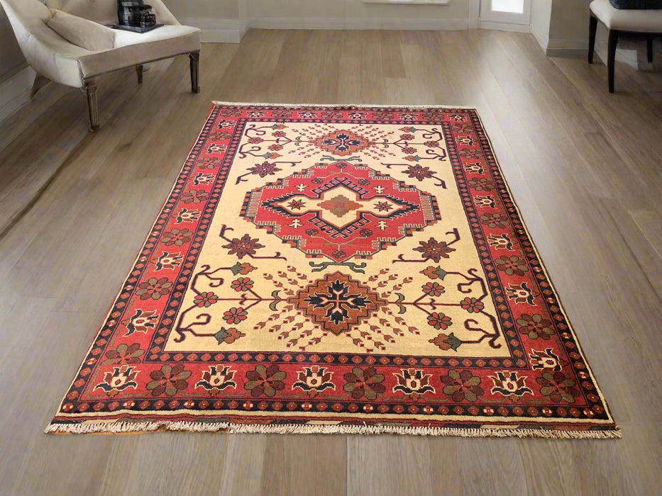 Terkaman Tribal Afghan Oriental Rug, size 5' 2" x 6' 9"