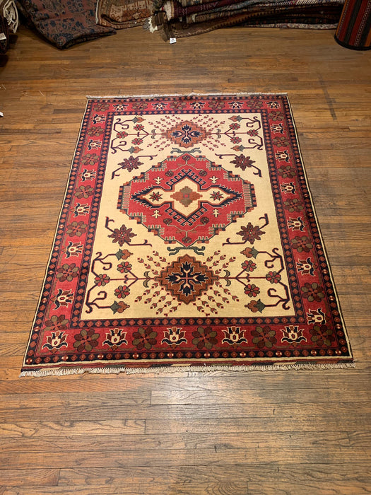 Terkaman Tribal Afghan Oriental Rug, size 5' 2" x 6' 9"
