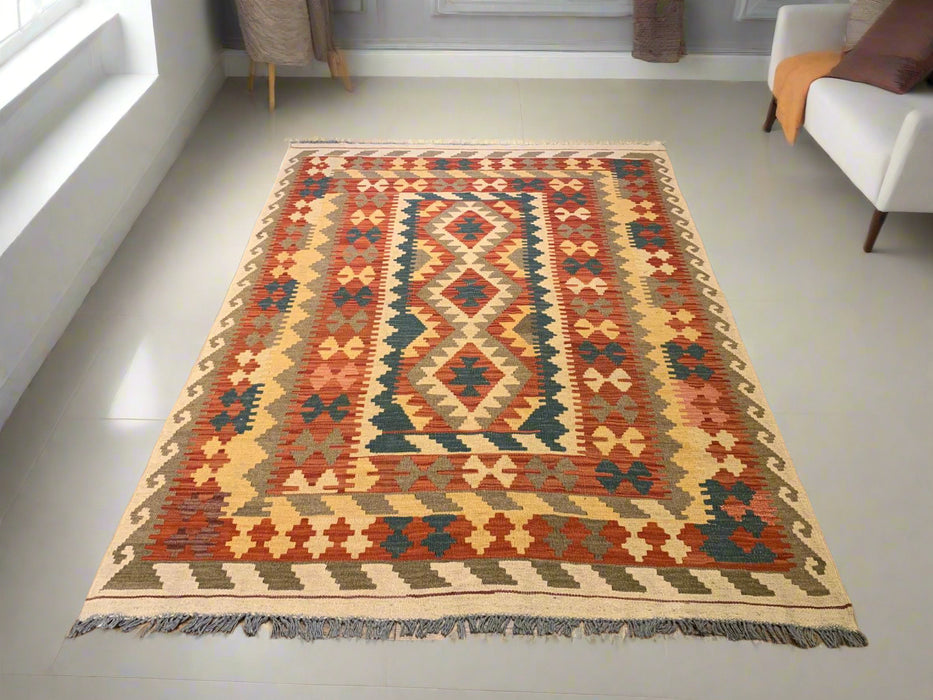 Afghan Kilim Handwoven flatweave Rug – size 4' 10" x 6' 2"