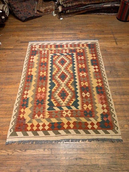 Afghan Kilim Handwoven flatweave Rug – size 4' 10" x 6' 2"