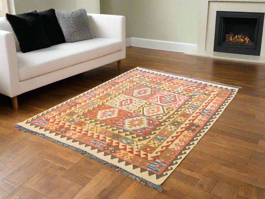 Afghan Kilim Handwoven flatweave Rug – size 4' 9" x 6' 8"