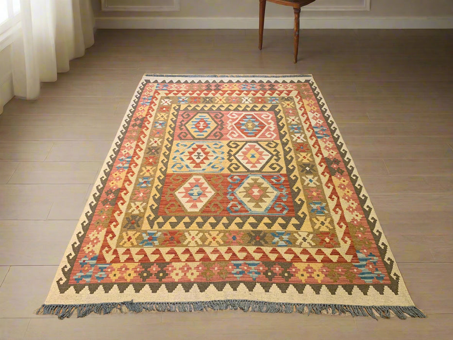 Afghan Kilim Handwoven flatweave Rug – size 4' 9" x 6' 8"