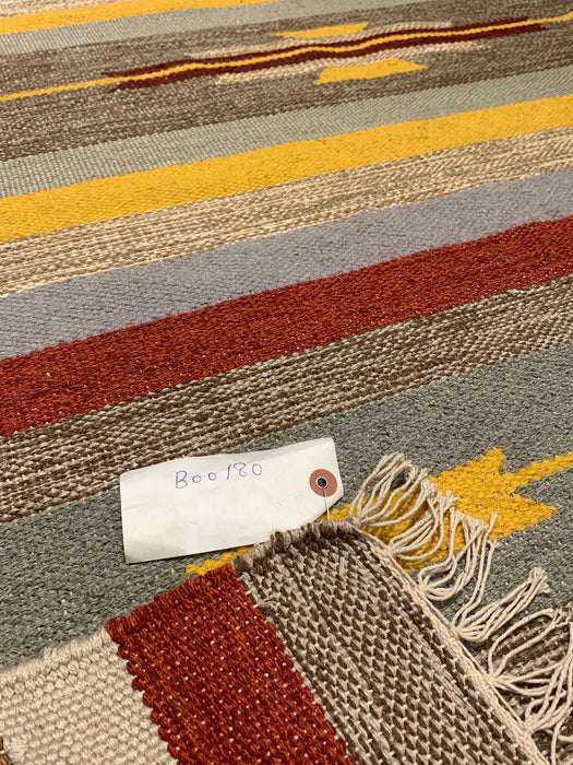 Handwoven Indian Kilim Rug – Geometric Navajo Design, size 4" x 6"