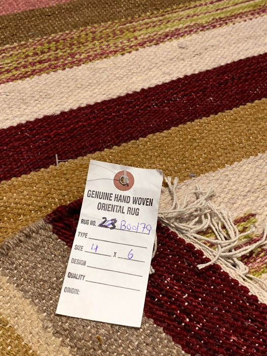 Handwoven Indian Kilim Rug – Geometric Navajo Design, size 4" x  6"