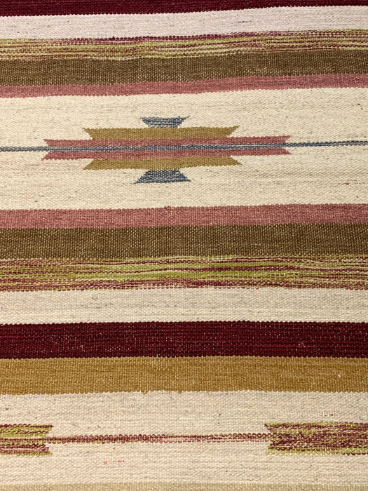 Handwoven Indian Kilim Rug – Geometric Navajo Design, size 4" x  6"