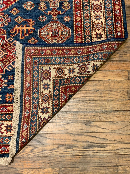 Hand-Knotted Vegetable Dye Kazak Rug from Pakistan, size 5" x 6' 7"