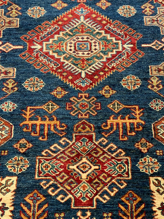Hand-Knotted Vegetable Dye Kazak Rug from Pakistan, size 5" x 6' 7"