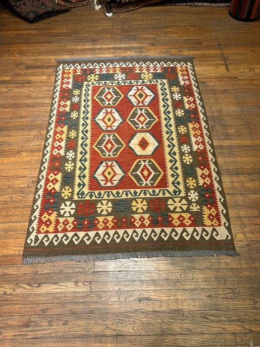 Afghan Kilim Handwoven flatweave Rug – size 4' 6" x 7"