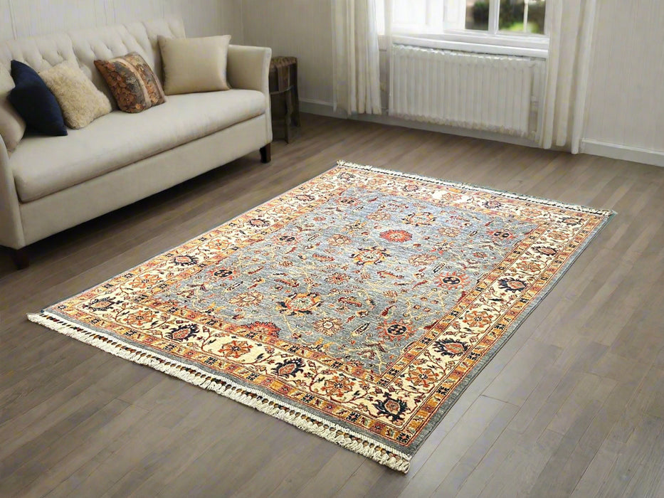 Hand-Knotted Sultanabad Vegetable-Dyed Wool Rug, 4' 10" x 6' 8"