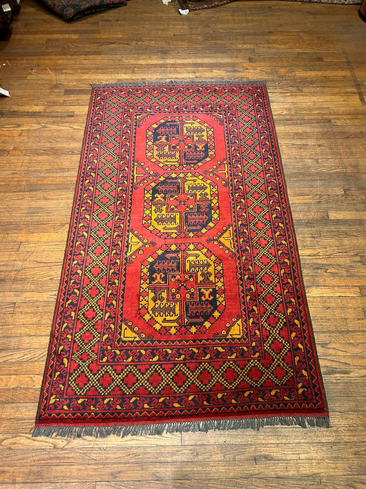 Terkaman Tribal Afghan Oriental Rug, size 4" x 7"
