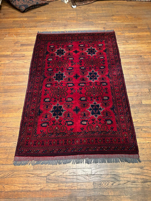 Terkaman Tribal Afghan Oriental Rug, size 4' 2" x 6' 7"