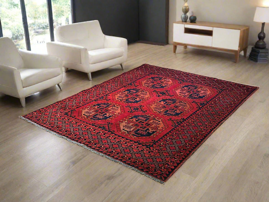 Terkaman Tribal Afghan Oriental Rug, size 5" x 6' 8"