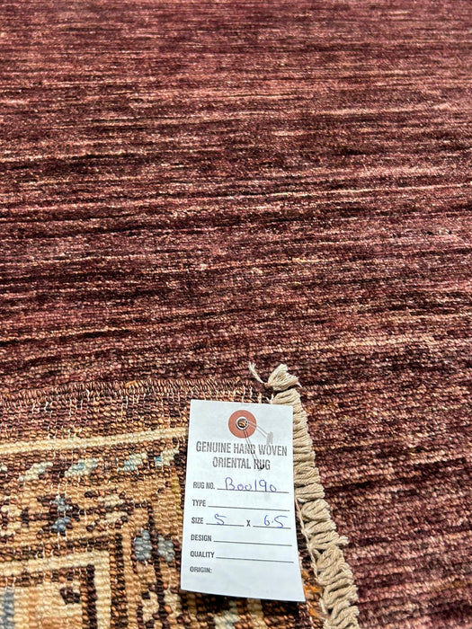 Hand-Knotted Sultanabad Vegetable-Dyed Wool Rug, 5" x 6' 5"