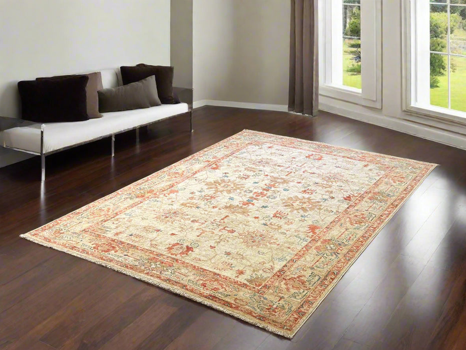 Hand-Knotted Sultanabad Vegetable-Dyed Wool Rug, 4' 10" x 6' 10"